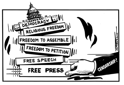 A cartoon illustrating the importance of a free press to any Democracy. Photo: Internet Source